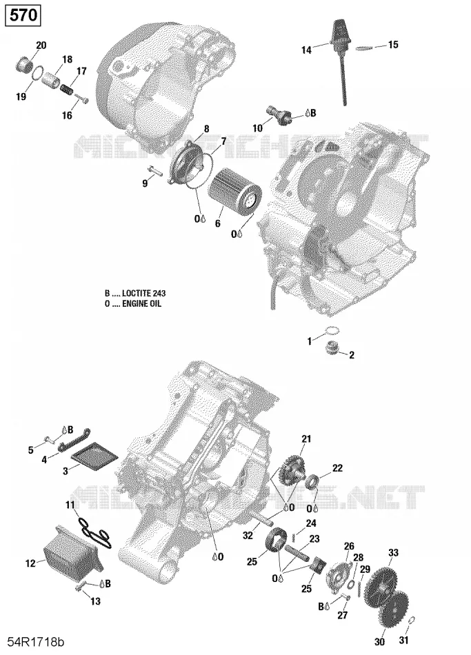 LUBRIFICATION DU MOTEUR - 570 EFI (ENSEMBLE PRO)