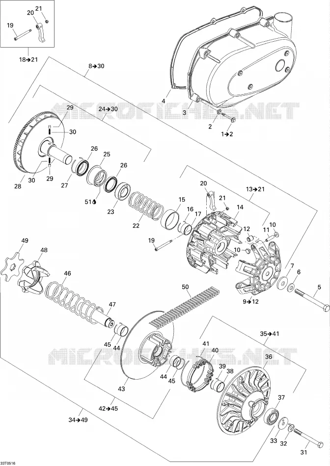 Antriebsriemen und Riemenscheibe des Motors